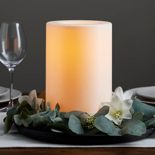 White 6" x 9" LED Outdoor Pillar Candle By Ashland®